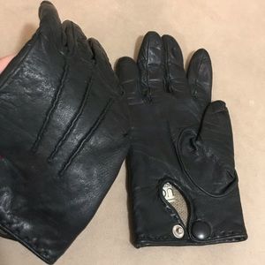 GUCCI - Leather driving gloves, cashmere lining